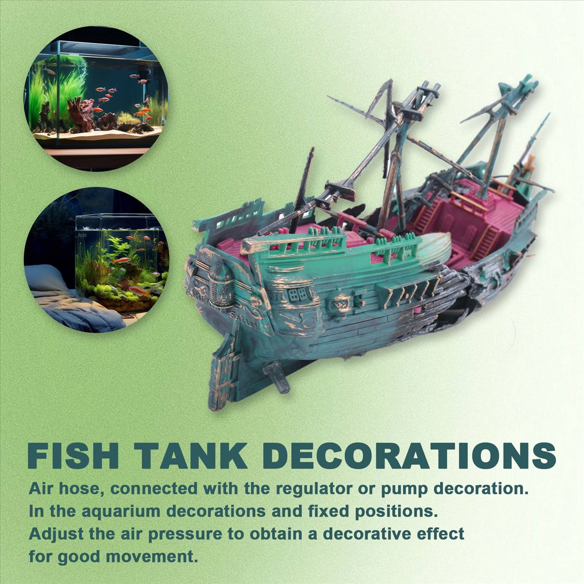 Aquarium Decor - 【ABFS】Conjunto de Barco de Plástico para